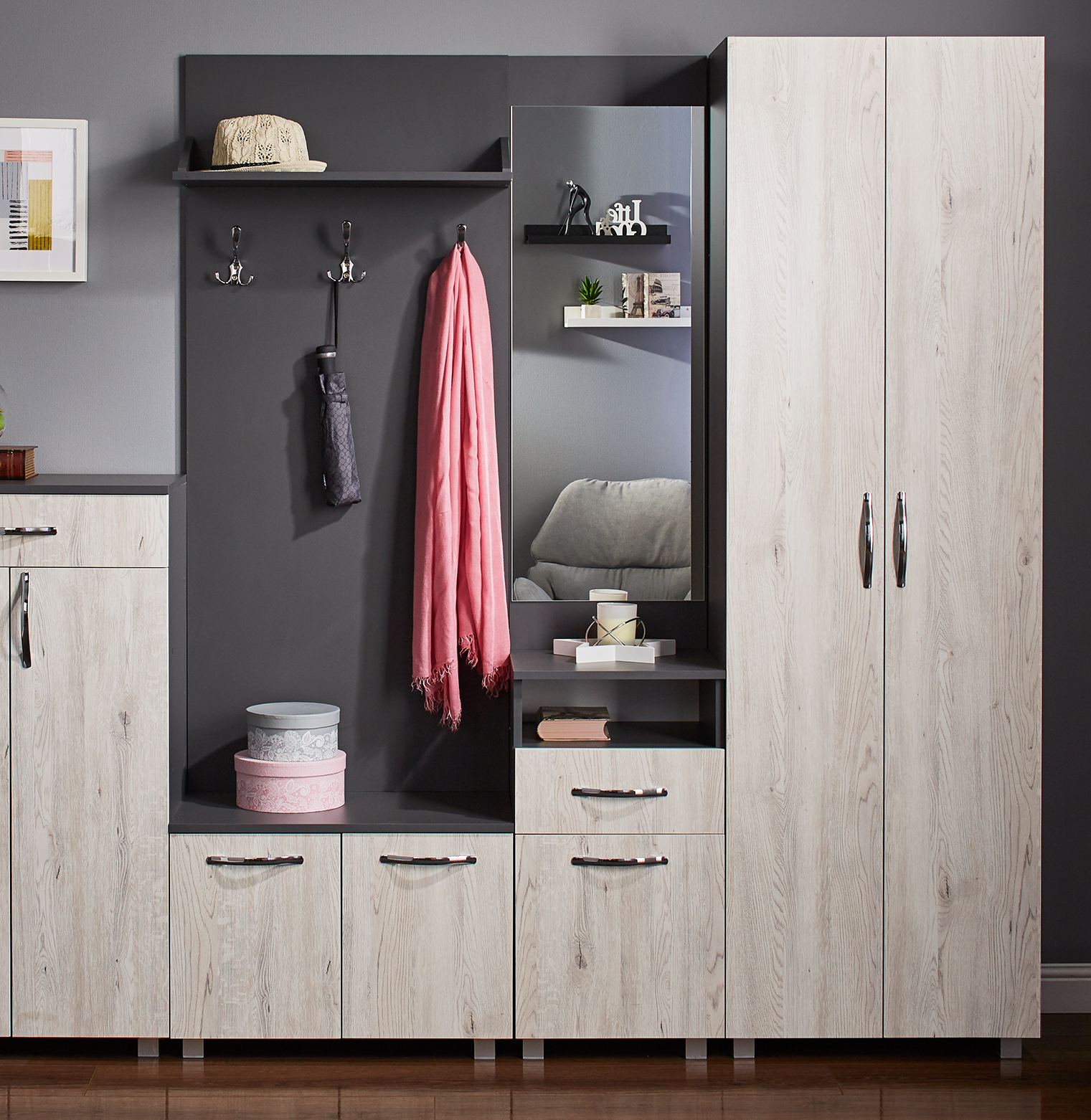 BRUNO coat rack 0.65 m — Graphite