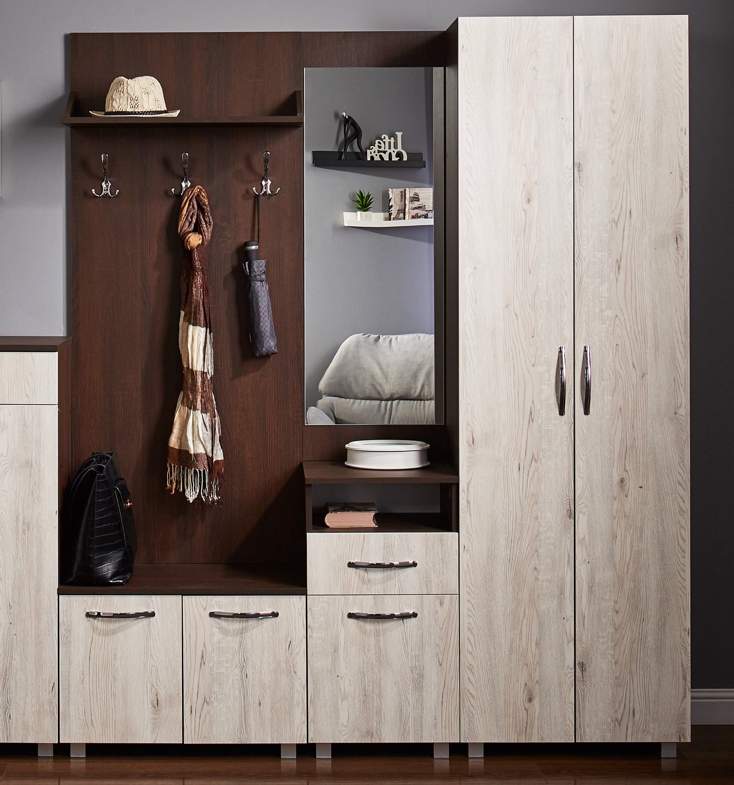 BRUNO coat rack 0.65 m — Dark Sonoma