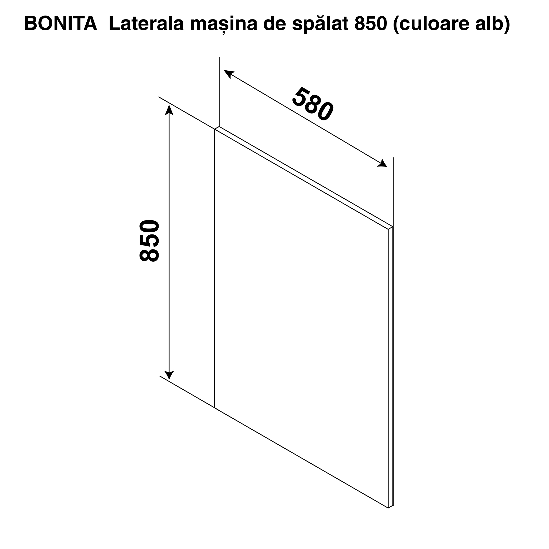 Lower dishwasher side panel BONITA 850 — White