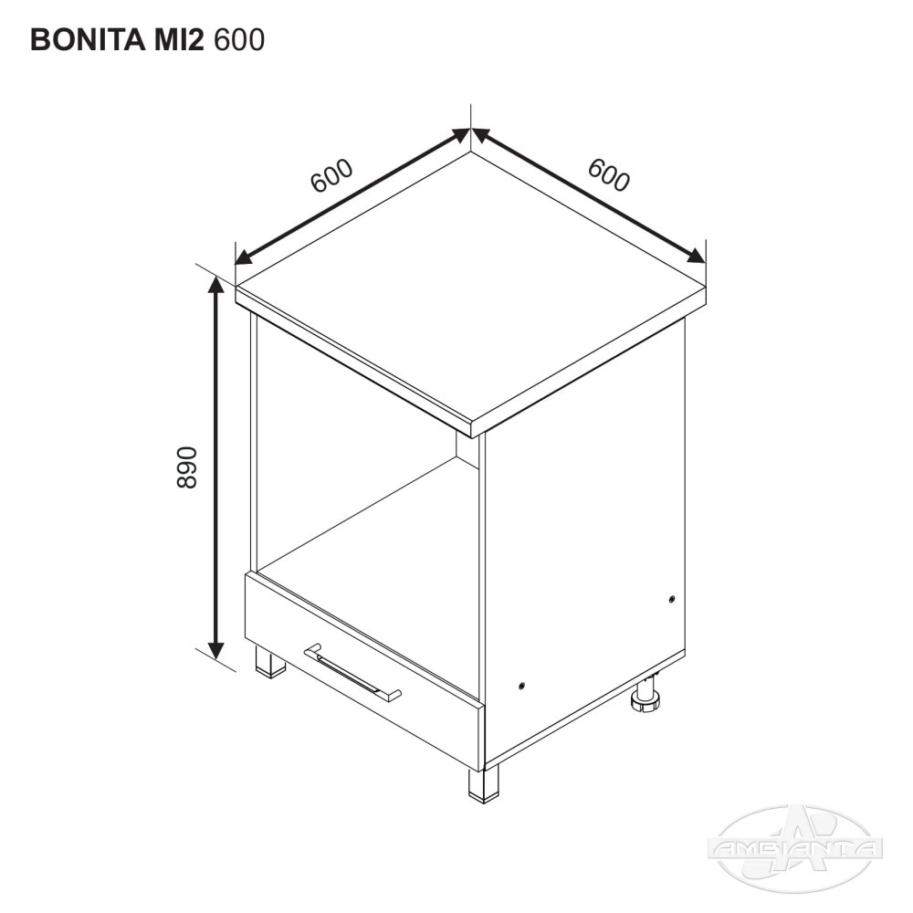 Modul BONITA MI2 600 (modul inferior cuptor) — Alb