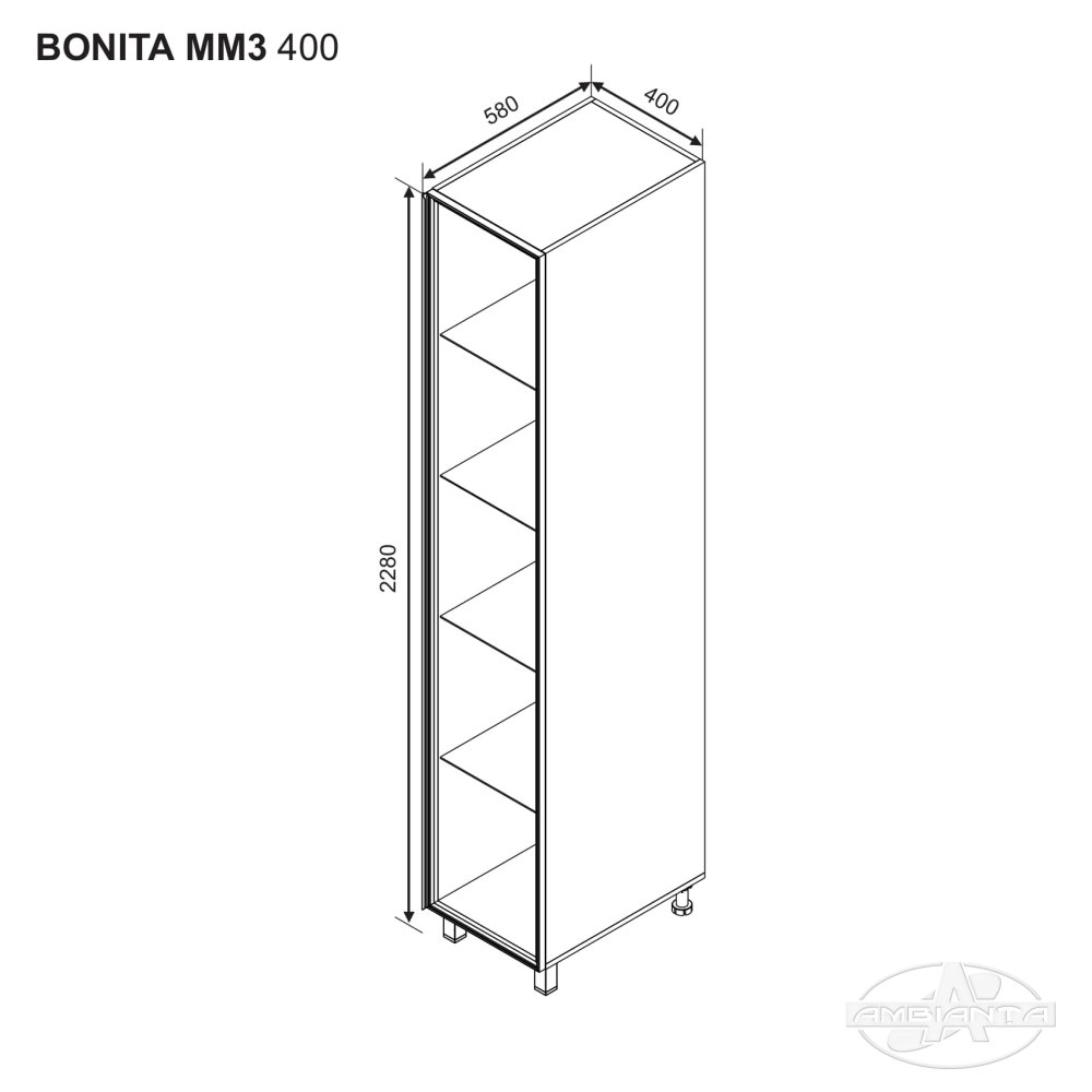Modul BONITA MM3 400 (modul înalt vitrină) — Alb