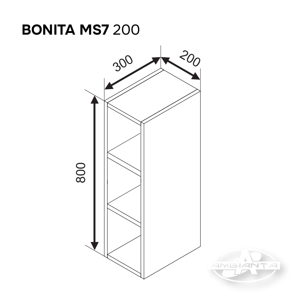 Upper module BONITA MS7 200 (shelves) — White