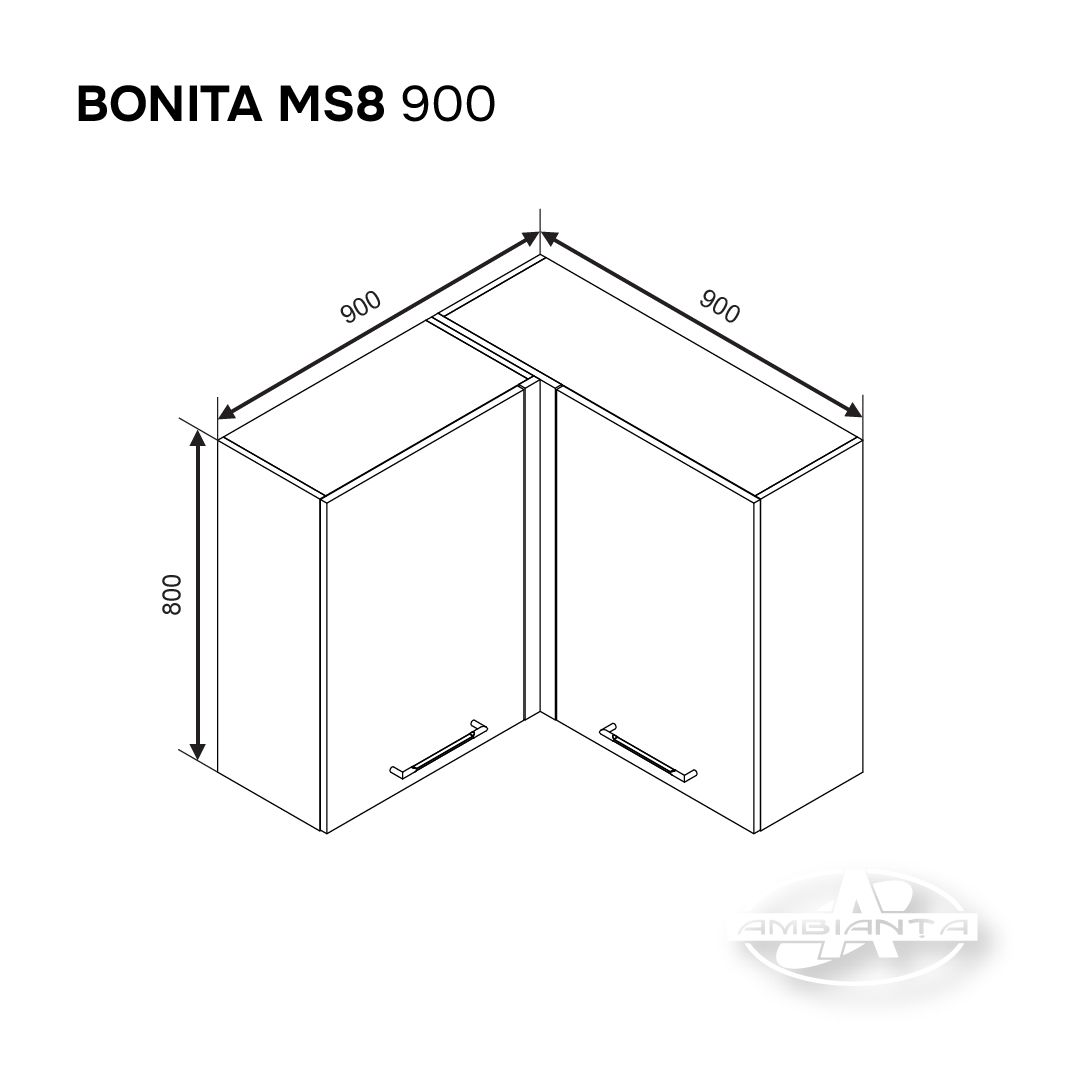 Corner upper module BONITA MS8 900 — White