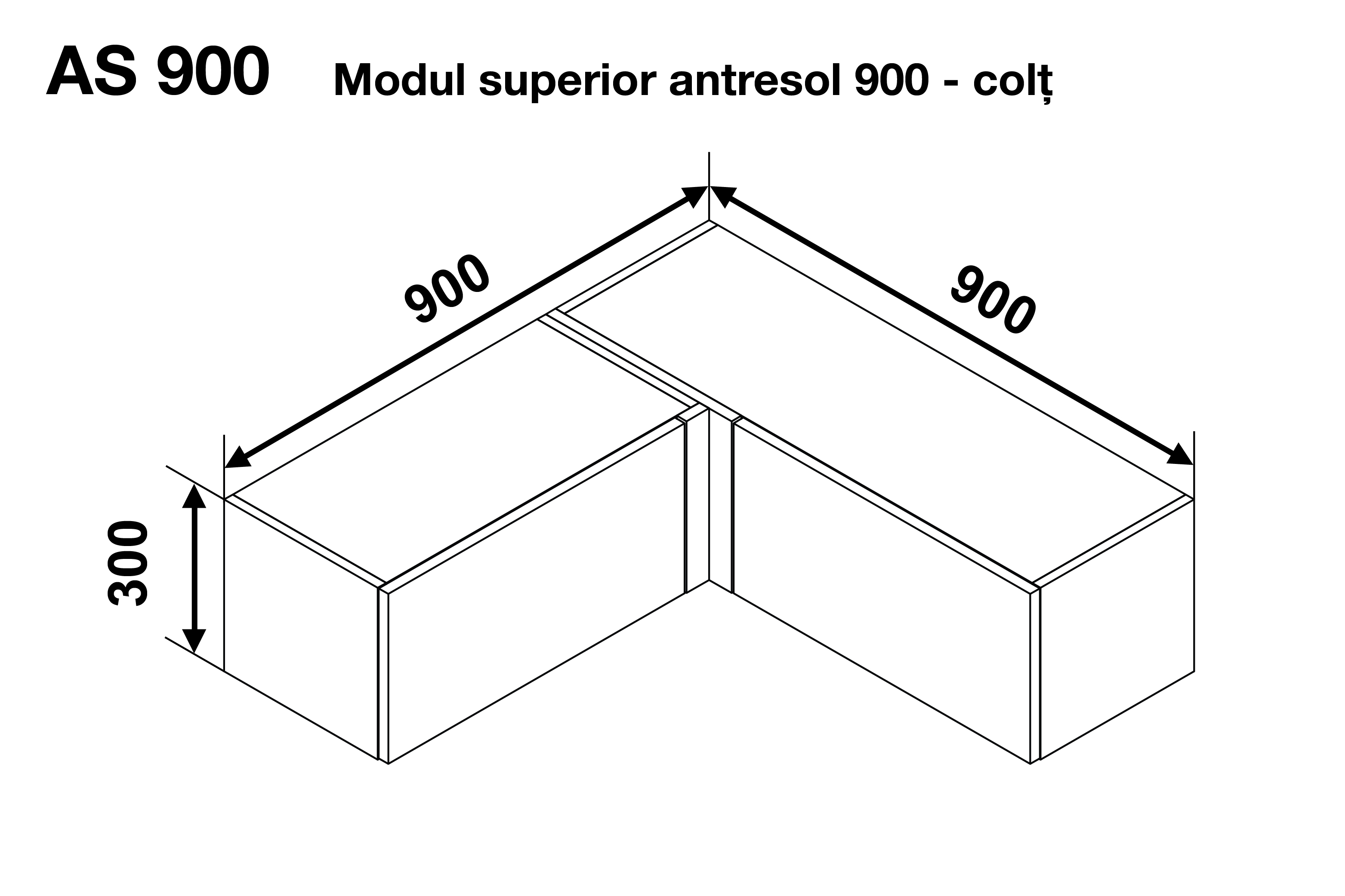 Entresol BONITA AS 900 (corner upper module) — White