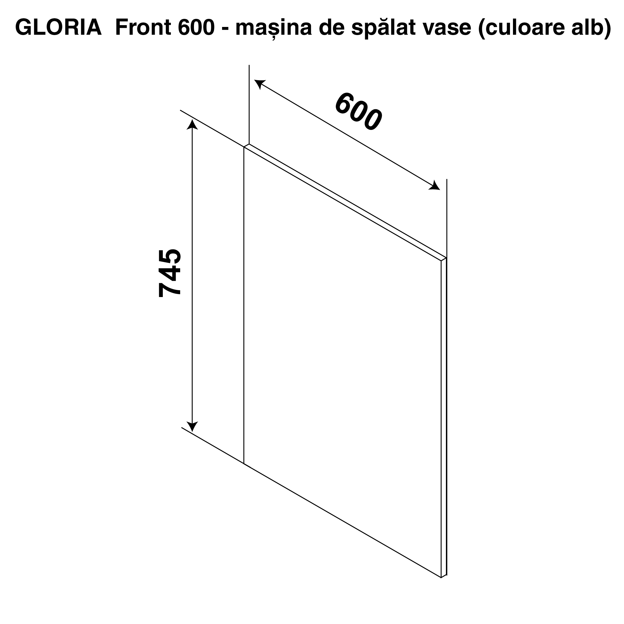 GLORIA 600 dishwasher front panel — Cappuccino