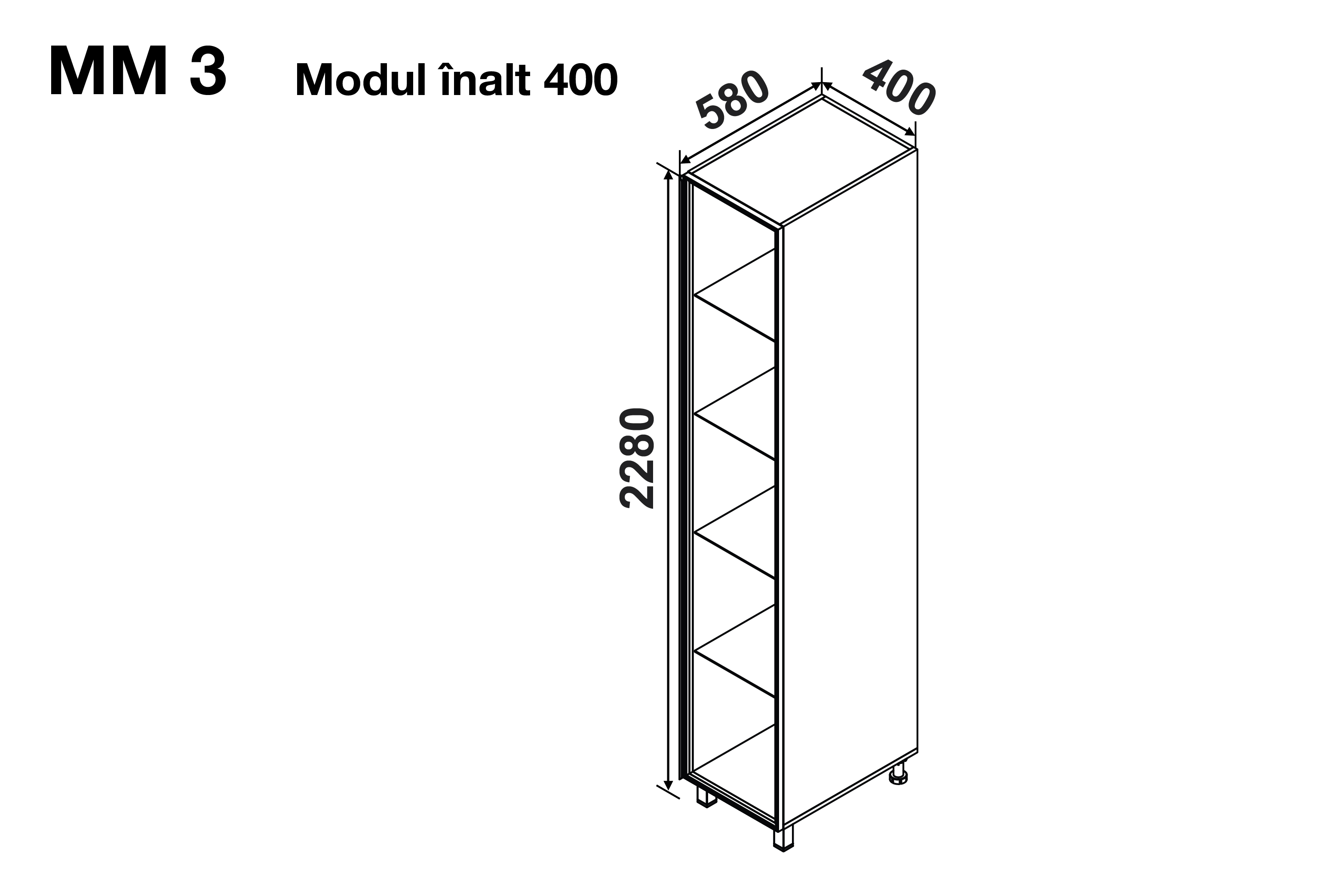Tall module GLORIA MM3 400 (glass display cabinet) — Cappuccino