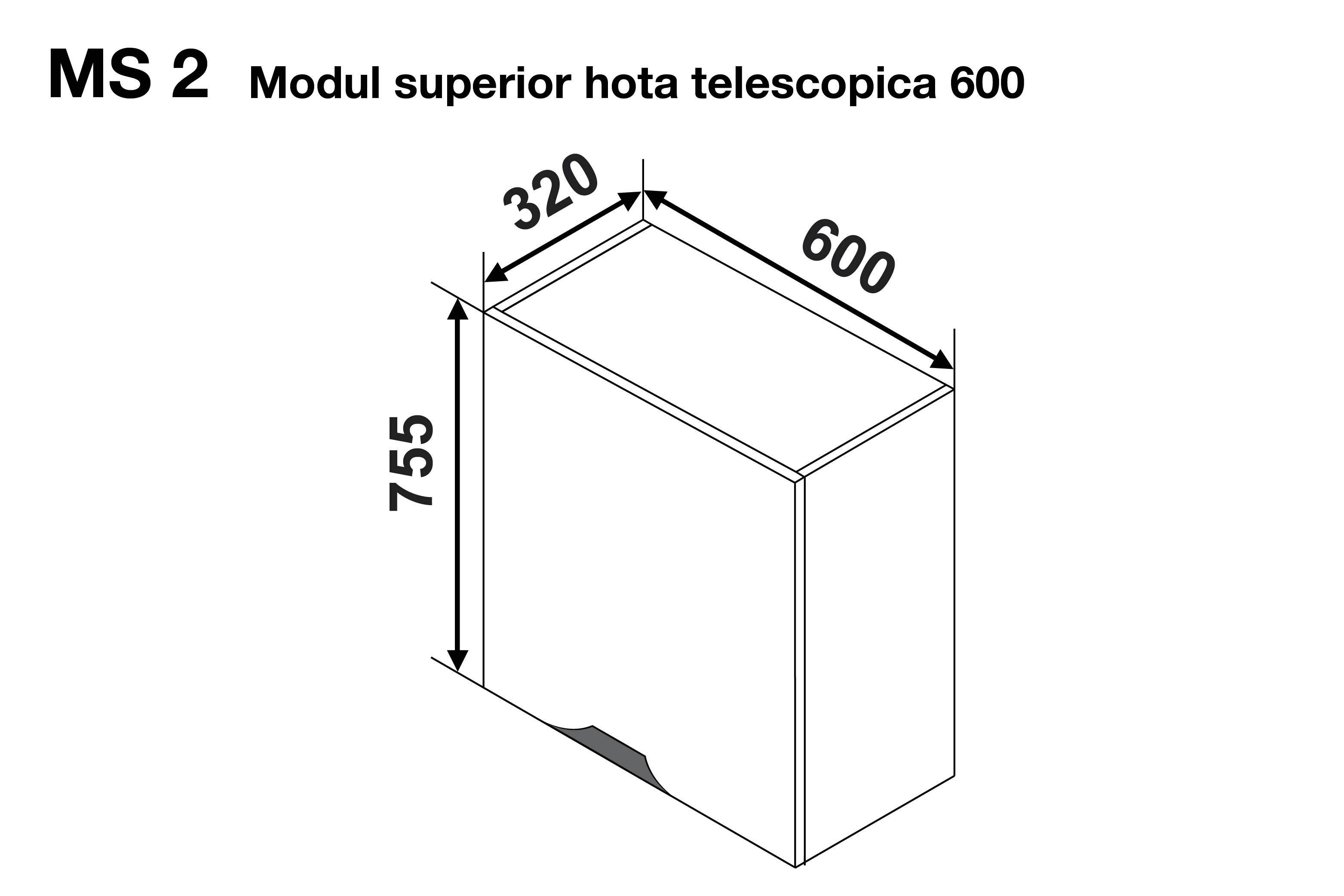 Upper module GLORIA MS2 600 (telescopic hood) — Cappuccino