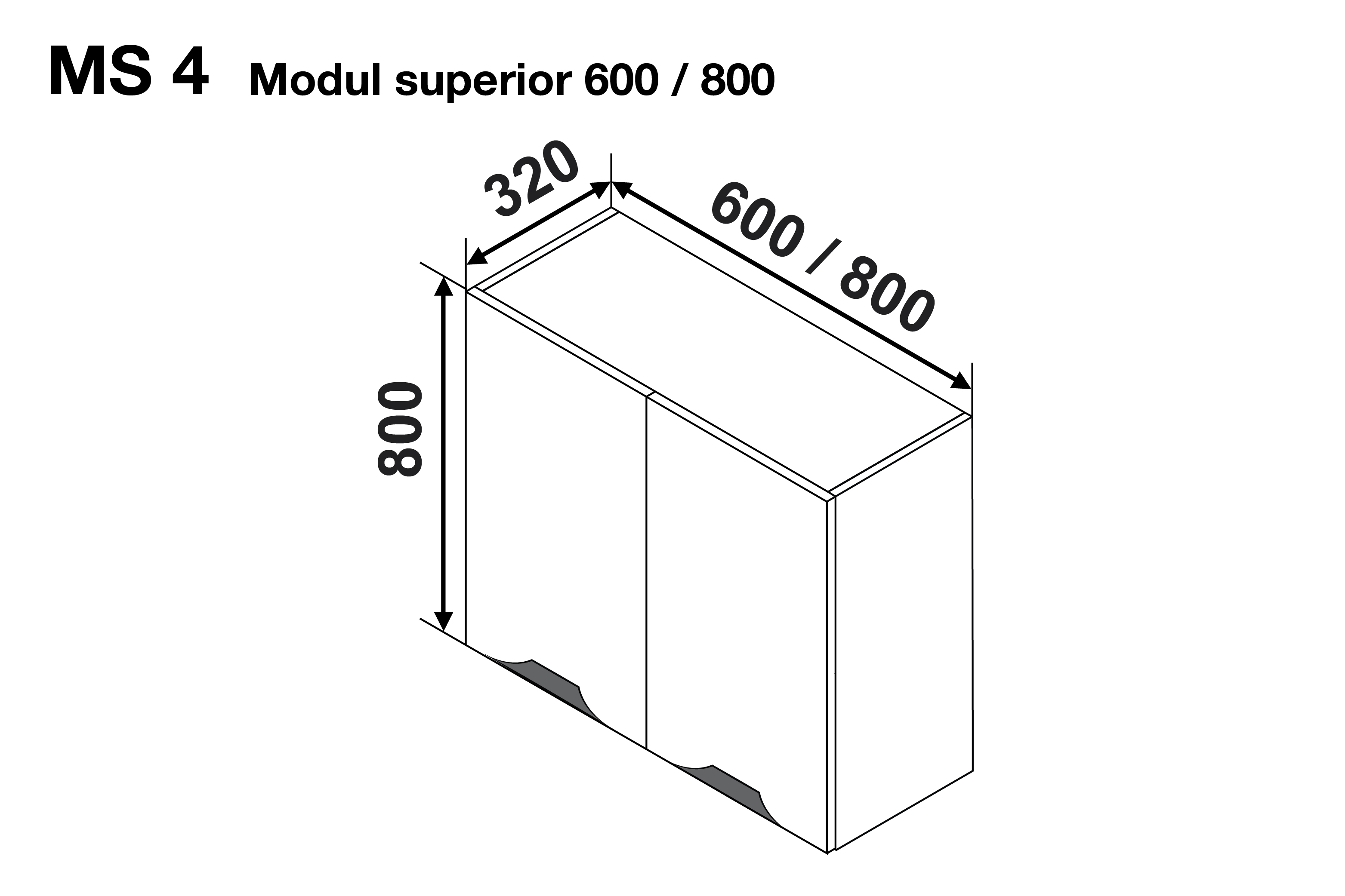Upper module GLORIA MS4 800 (dish drainer with 2 doors) — Cappuccino