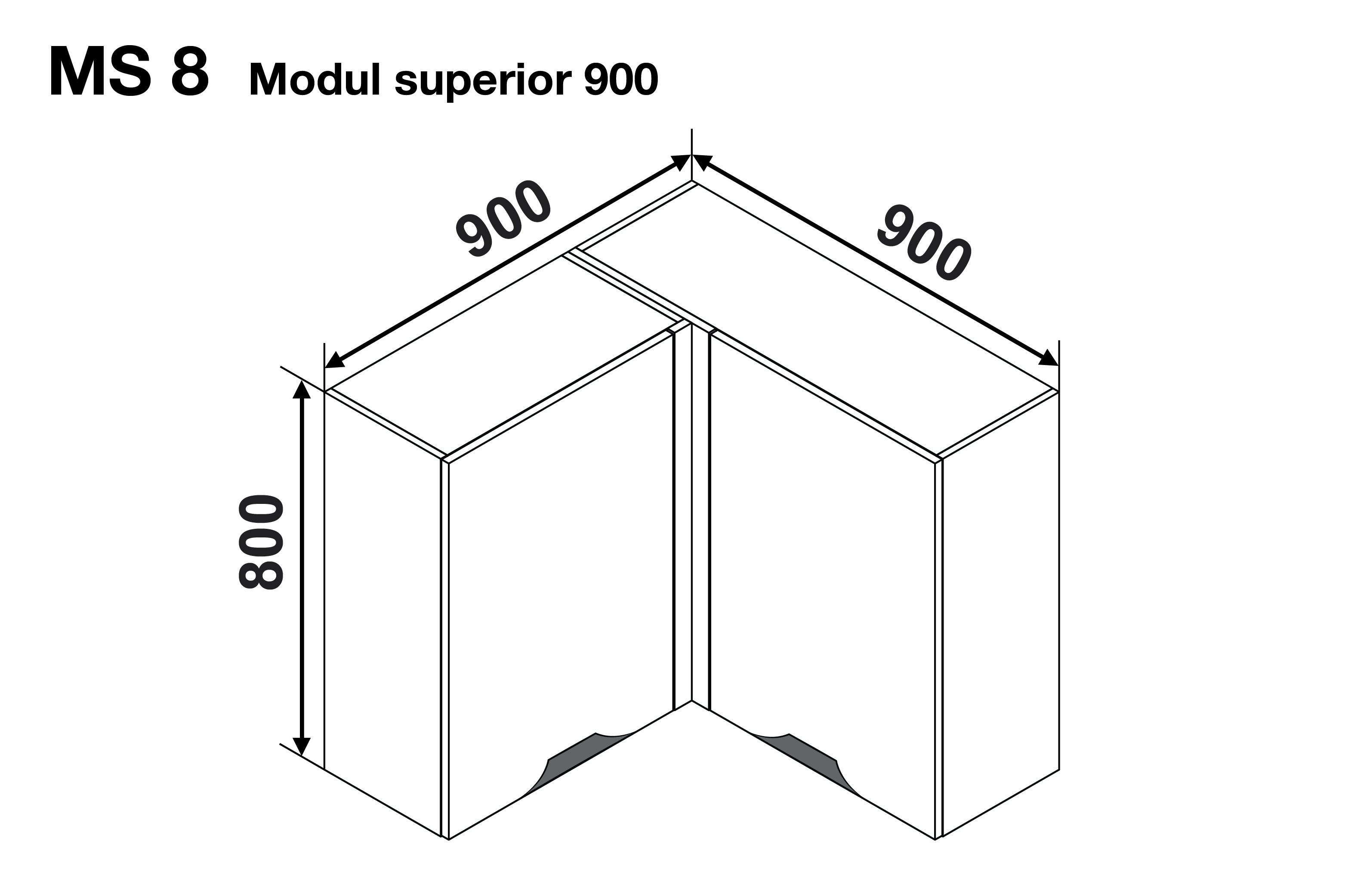 Corner upper module GLORIA MS8 900 — Cappuccino