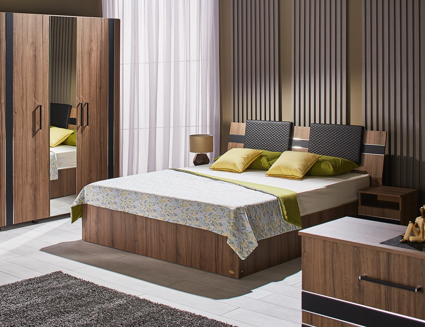 Fenix bed 1.4m — Walnut