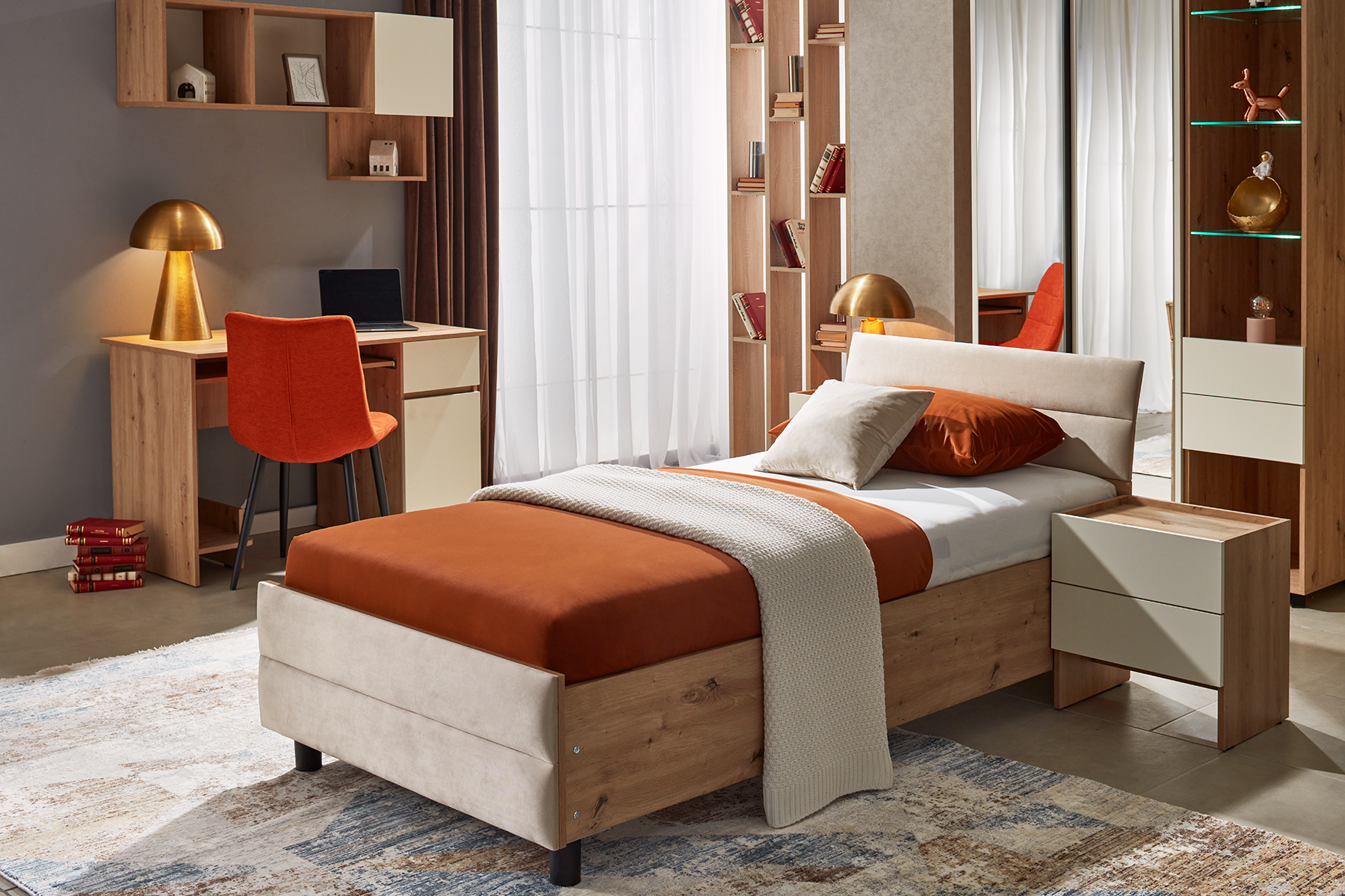 KOSMO STAR bed 0.9m — Beige