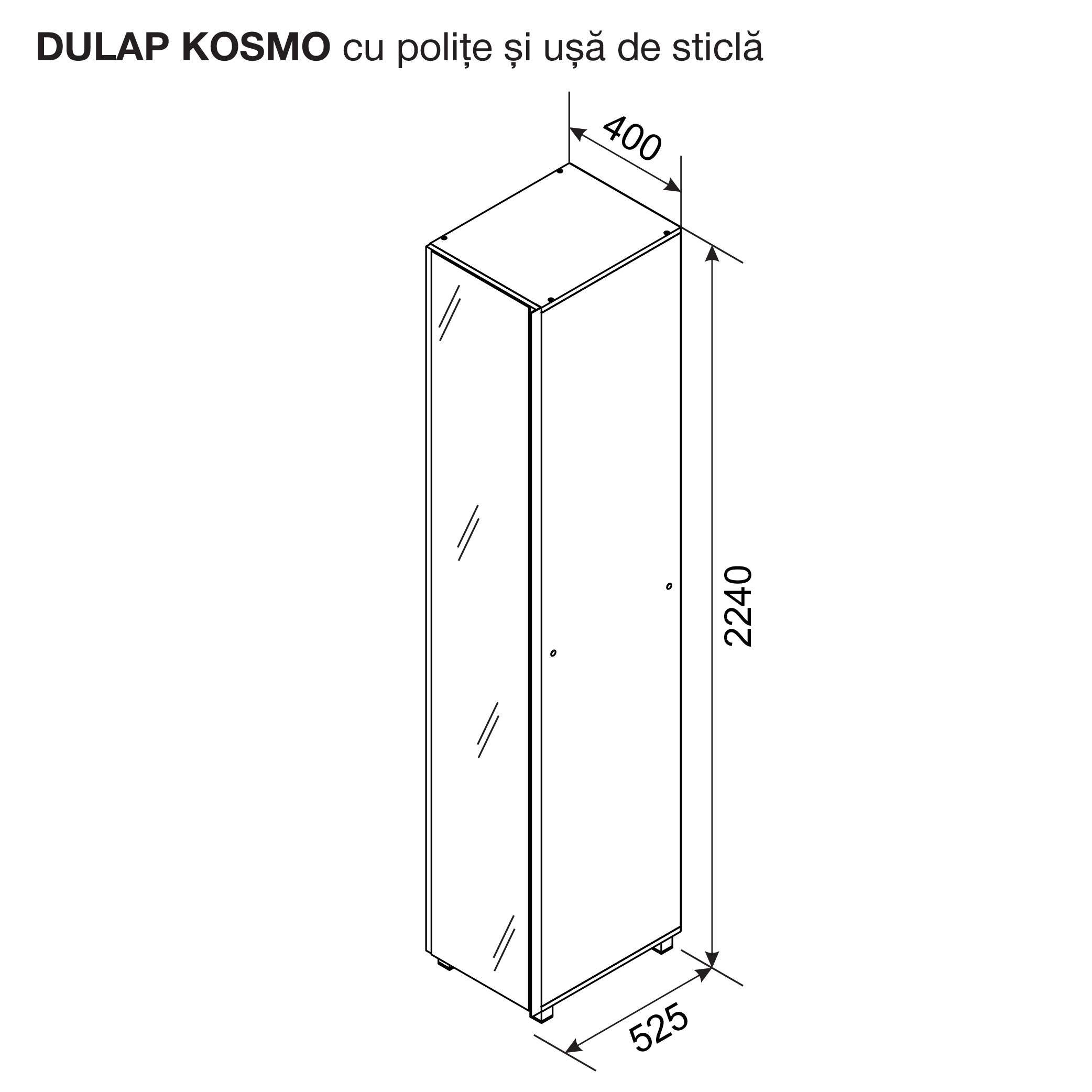 Dulap KOSMO polițe cu ușă de sticlă 0.4 m — Artisan — Crem