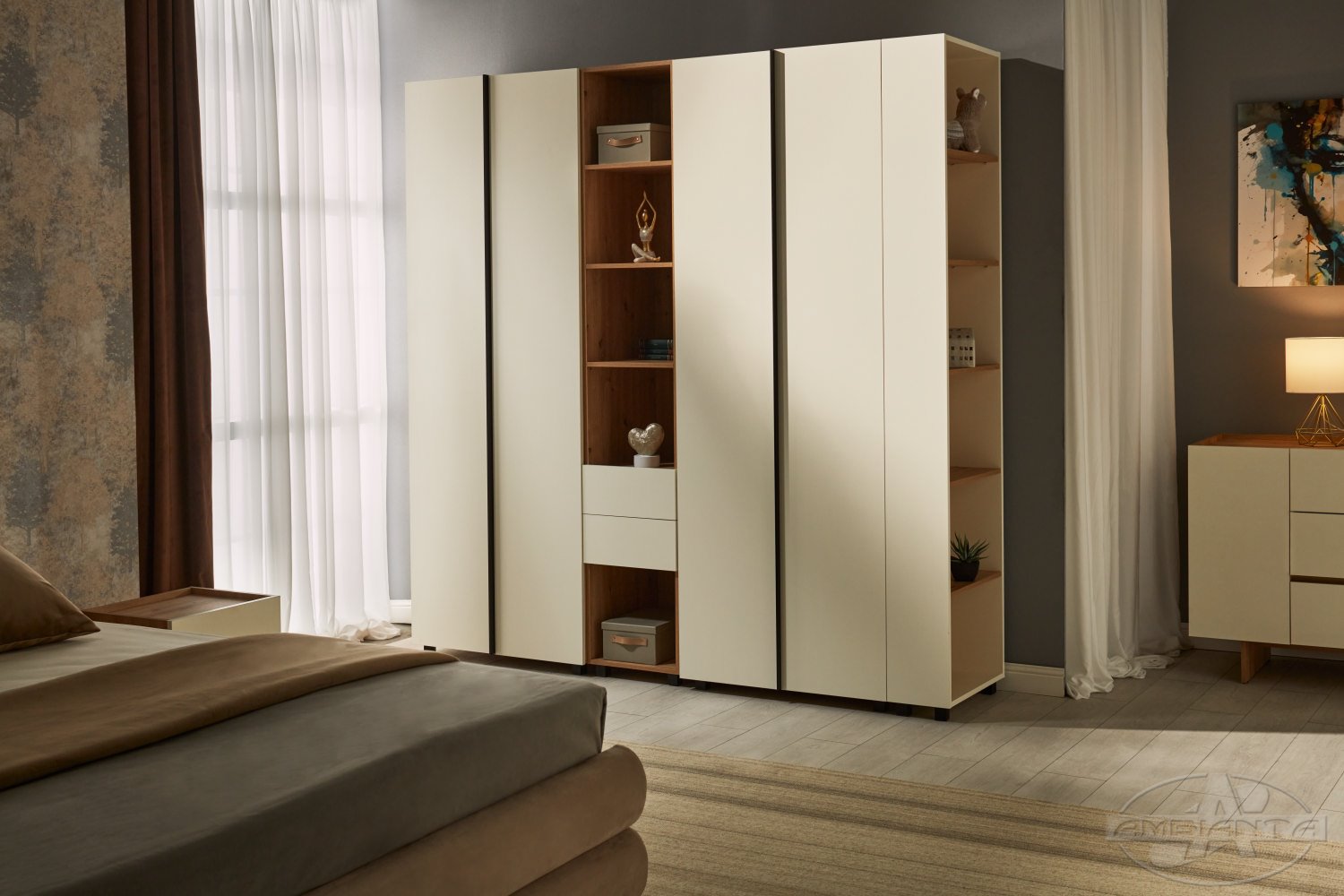 Wardrobe KOSMO chipboard shelves 0.4 m — Artisan — Cream