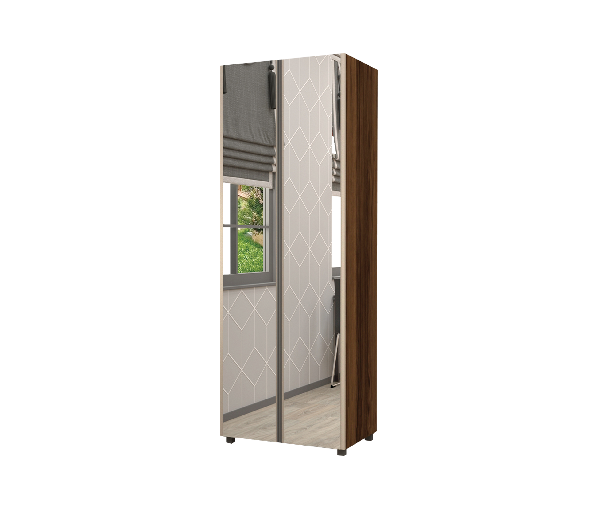 Wardrobe KOSMO with bar and mirror doors 0.8 m — Catania — Fungo