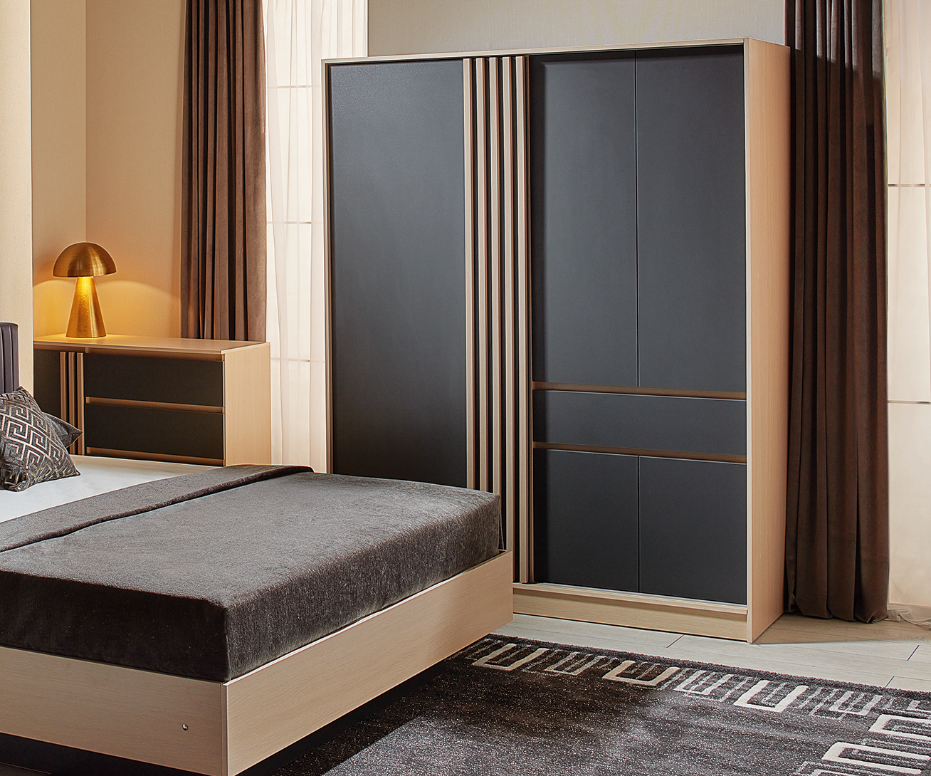 Wardrobe MALTA 1.6 m — Cremona — Graphite