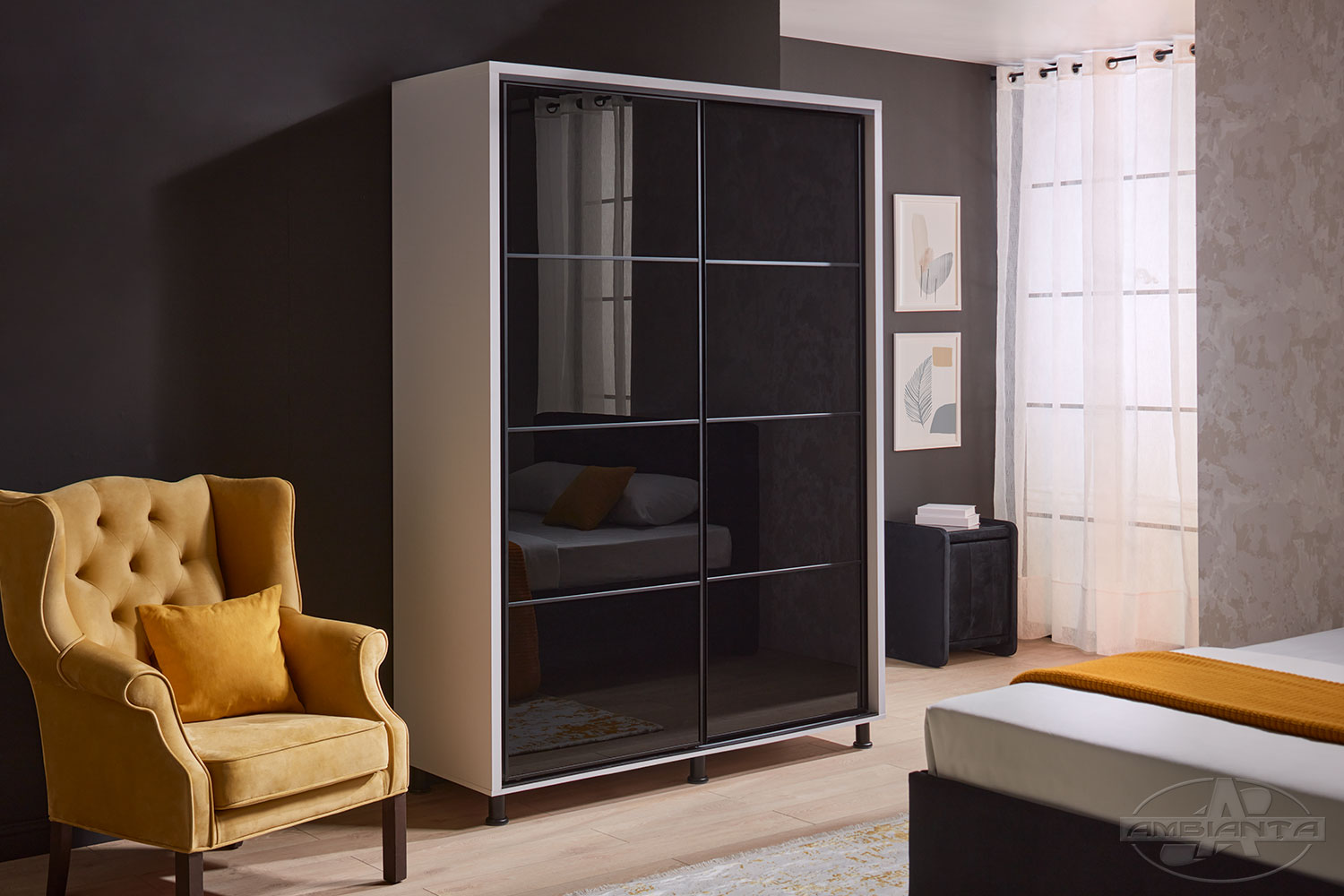 Wardrobe TORINO glass 1.8 m — White