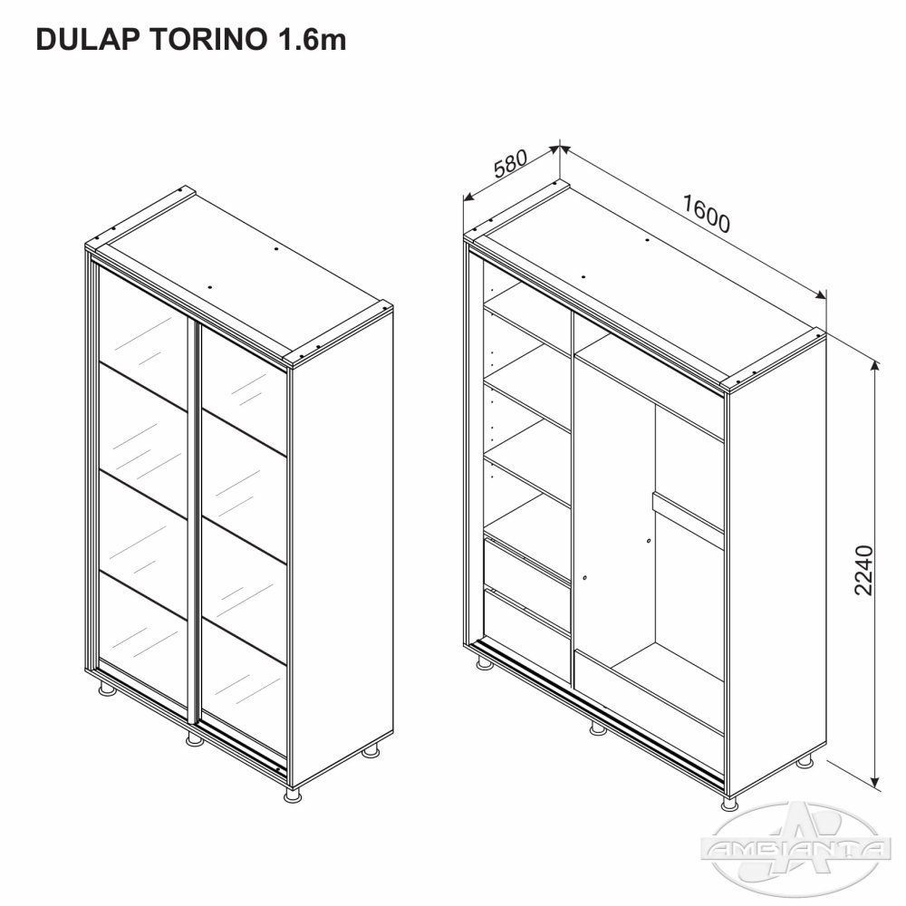Dulap TORINO PAL 1.6 m
