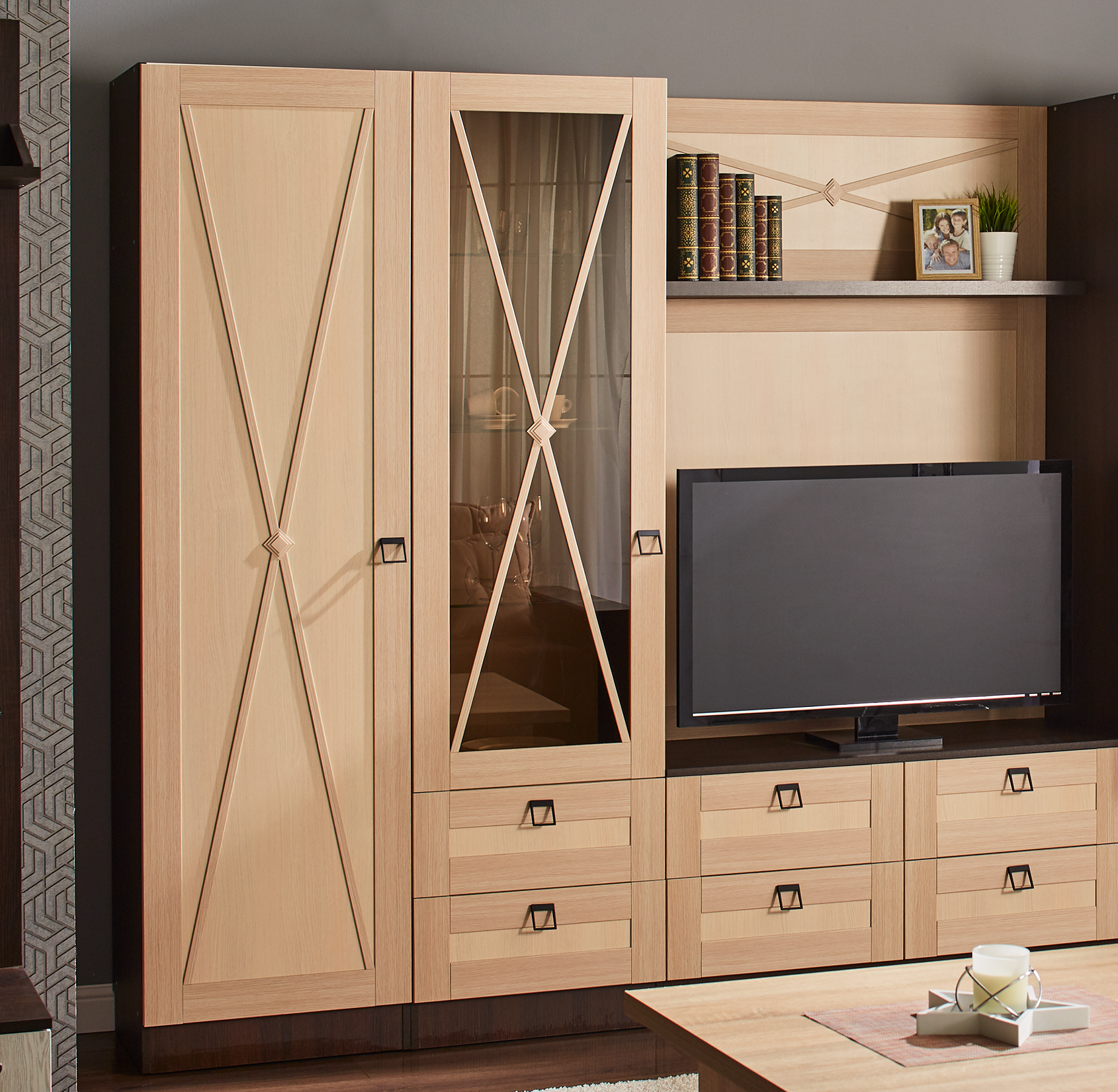 Living ELDORADO dulap cu vitrina si sertare 0,55 m — Cremona